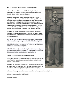 A preview of a PDF biography for Waterhouse, Leslie James